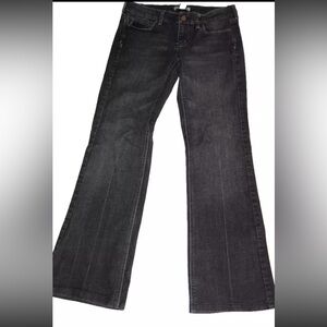 White House Black Market Denim Jeans Black Noir Embellished Pockets EUC Sz 4